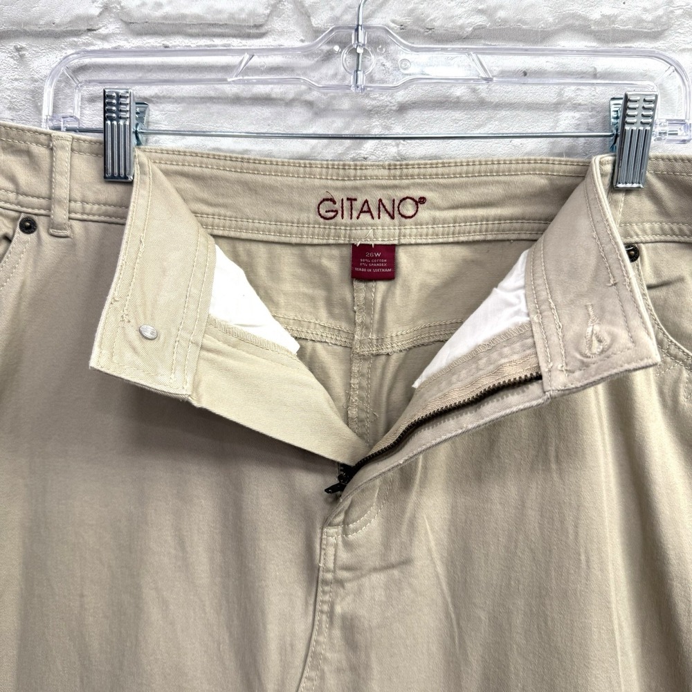 Vtg GITANO Denim Maxi Skirt Sz 26W Khaki Flared Hem Boho Grunge Western 90s Y2K - Picture 7 of 12